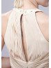 Beaded Halter Neck Champagne Chiffon Short Bridesmaid Dress